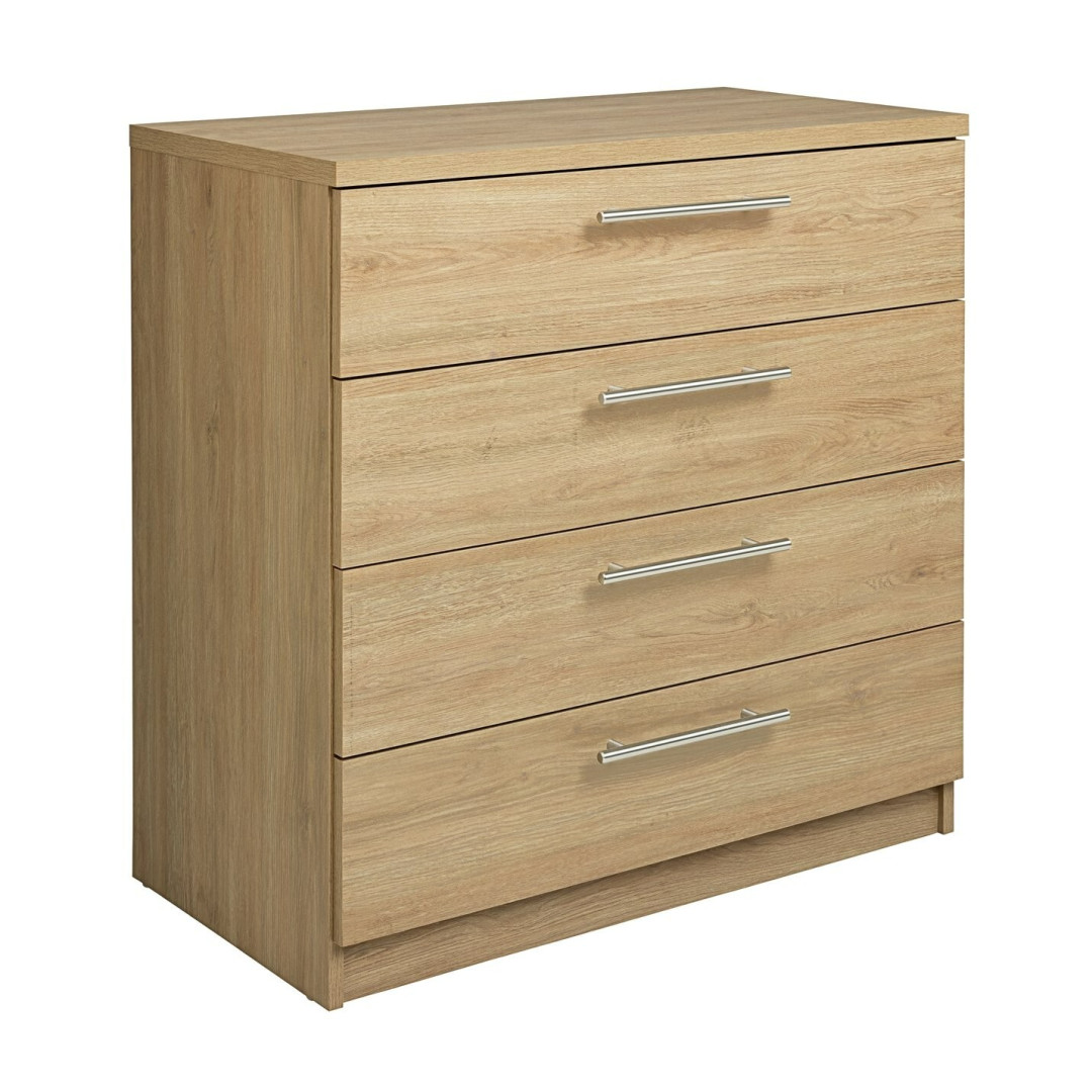 Home Brisbane 4 Drawer Chest Oak | Dresser for Bedroom Living Room ( B Grade ) Home Brisbane 4 Drawer Chest Oak | Dresser for Bedroom Living Room ( B Grade )