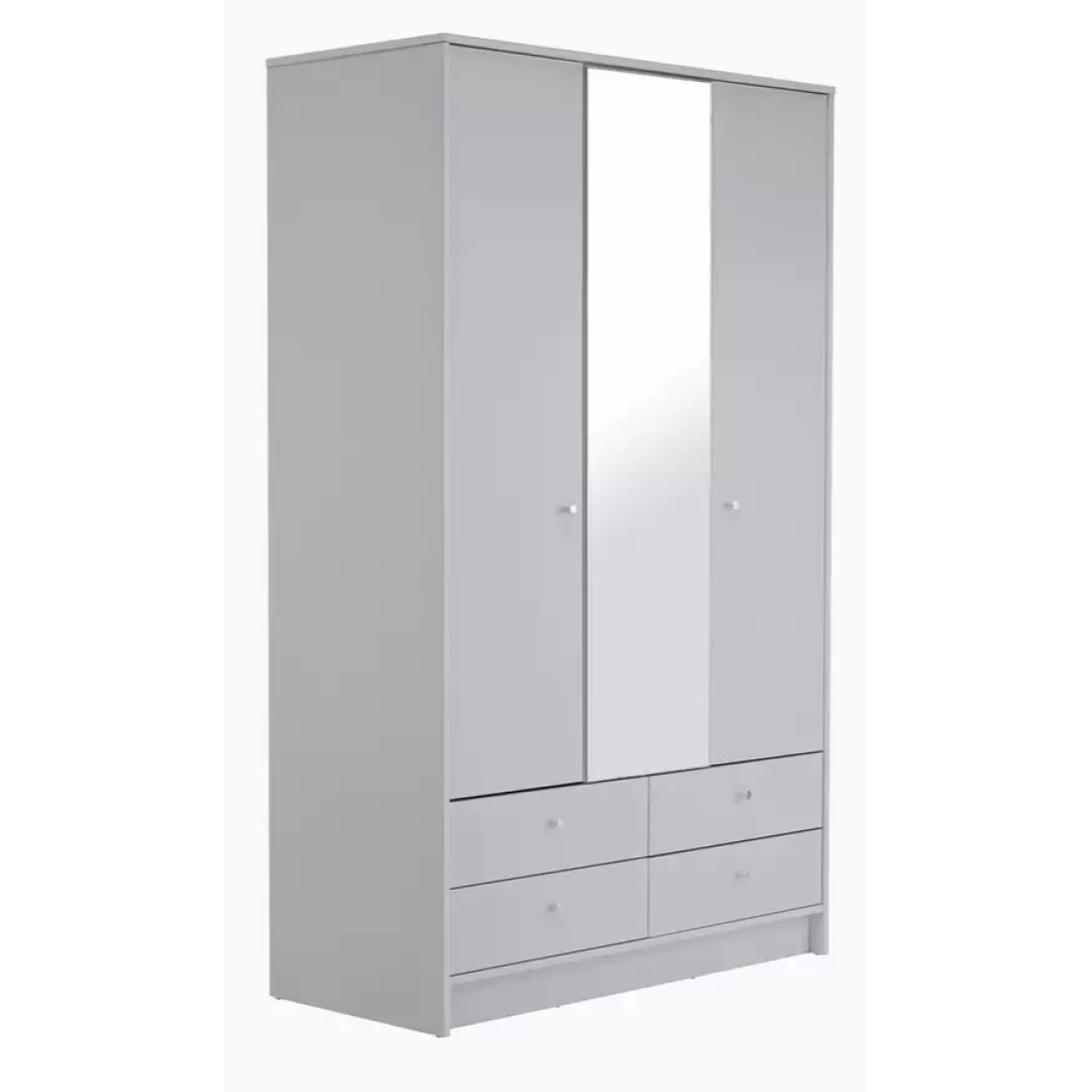 Home Malibu 3 Door 4 Drawer Mirror Wardrobe - Grey ( B Grade ) Home Malibu 3 Door 4 Drawer Mirror Wardrobe - Grey ( B Grade )