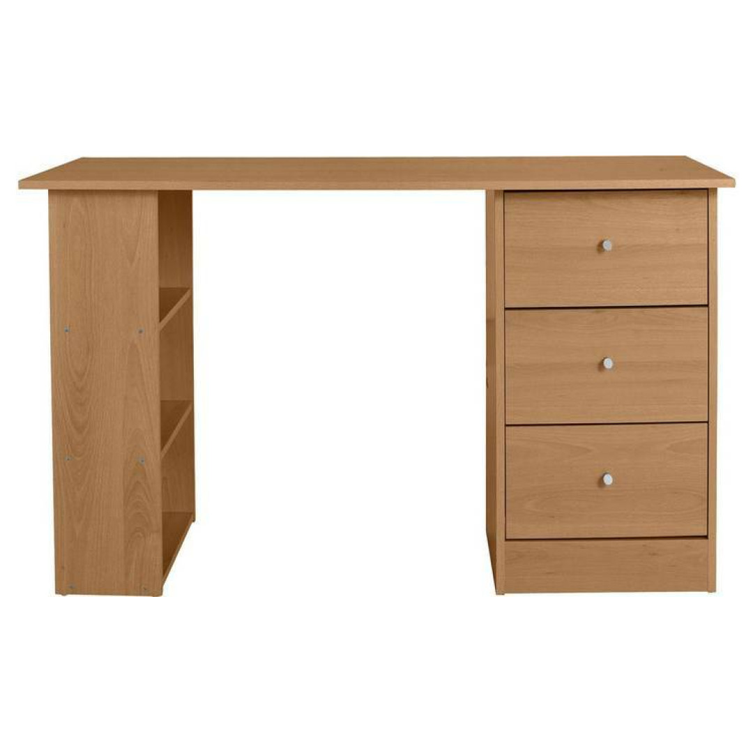 Home Malibu 3 Drawer Office Desk Oak Effect | Home Office Study Writing Table Home Malibu 3 Drawer Office Desk Oak Effect | Home Office Study Writing Table