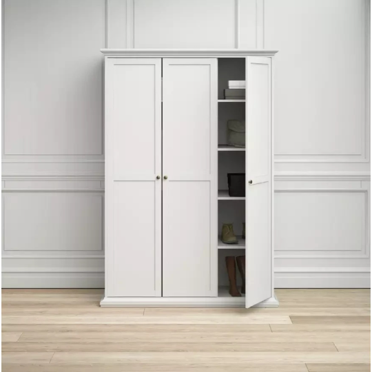Tvilum Paris 3 Door Wardrobe White | Bedroom Storage Wardrobe Furniture