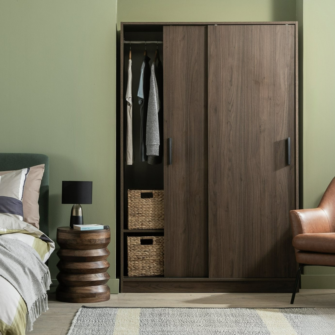Home Nova 2 Door Sliding Wardrobe - Walnut ( B Grade ) Home Nova 2 Door Sliding Wardrobe - Walnut ( B Grade )