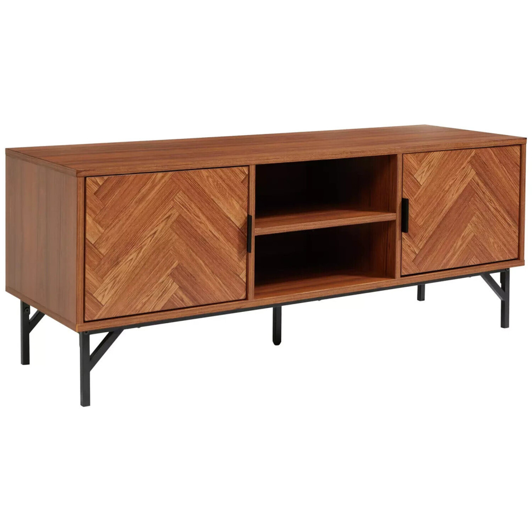 LLoyd Pascal Dark Chevron 2 Door TV Unit - Brown LLoyd Pascal Dark Chevron 2 Door TV Unit - Brown