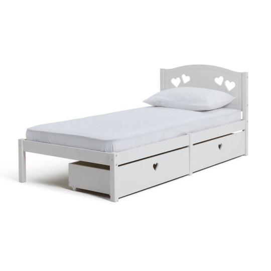 Home Mia Single Bed Frame with 2 Drawers White | Storage Bed ( B Grade )