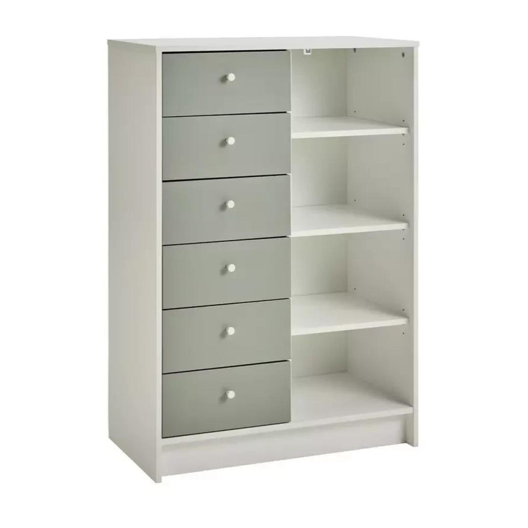 Malibu Kids 6 Drawer Chest - Sage Green & White (B Grade) Malibu Kids 6 Drawer Chest - Sage Green & White (B Grade)