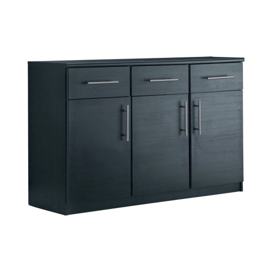Anderson 3 Door 3 Drawer Sideboard - Black | Dining Room Storage Cabinet Unit