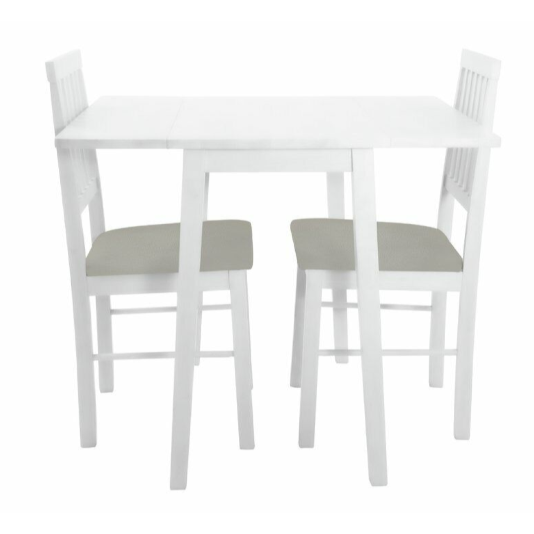 Home Solid Wood Extending Dining Table & 2 White Chairs | Modern Kitchen Set Home Solid Wood Extending Dining Table & 2 White Chairs | Modern Kitchen Set