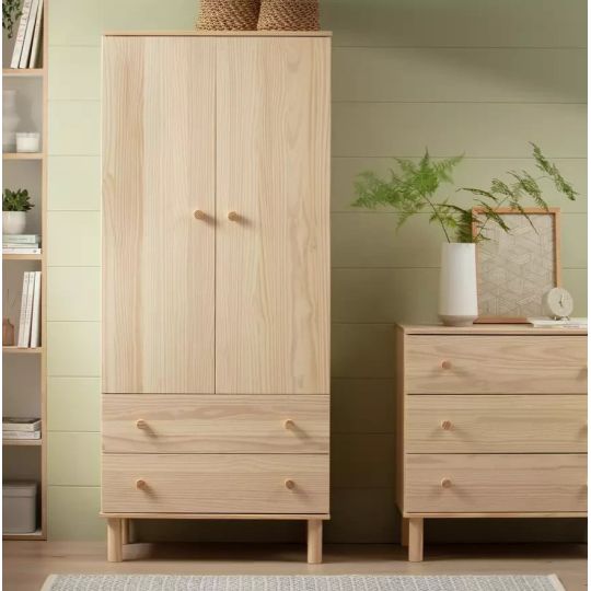 Akio 2 Door 2 Drawer Wardrobe - Pine ( B Grade )
