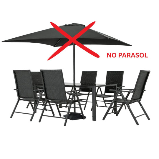 Hereford Folding 6 Seater Metal Patio Set - Black ( No Parasol )