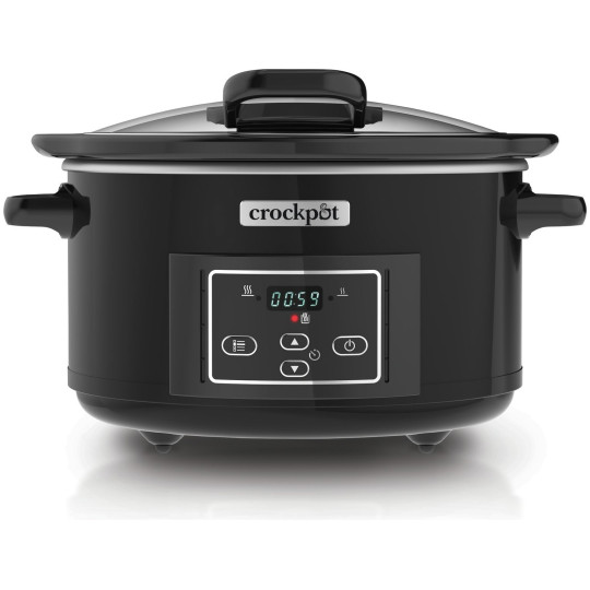 Crockpot 4.7L Hinged Lid Digital Slow Cooker - Black | Kitchen Food Stew Pot
