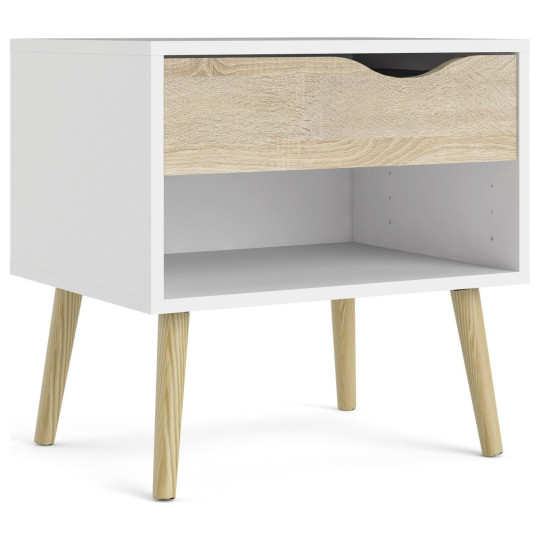 Tvilum 0slo 1 Drawer Bedside Table - White & Oak