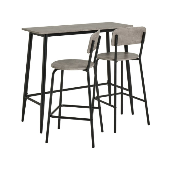Home Crowe Grey Dining Table & 2 Grey Stools | Kitchen Furniture Breakfast