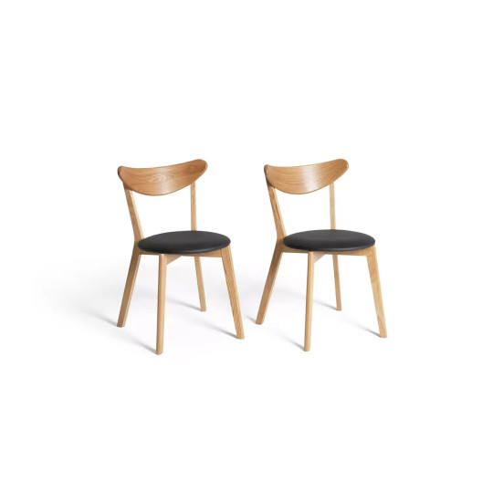 Sophie Pair of Faux Leather Dining Chair - Oak