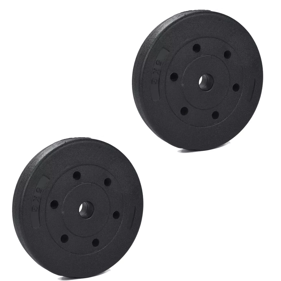 10kg Weight Plates Set For Dumbbells & Barbell - 1 Inch (2 x 5kg) Vinyl Discs 10kg Weight Plates Set For Dumbbells & Barbell - 1 Inch (2 x 5kg) Vinyl Discs
