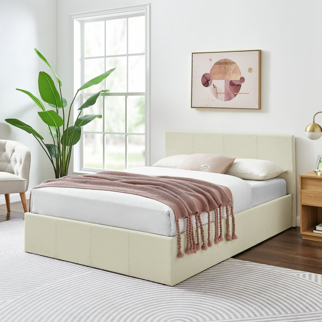 Home Heathdon Kingsize End Lift Ottoman Bed - Natural | Convenient Bed Storage Home Heathdon Kingsize End Lift Ottoman Bed - Natural | Convenient Bed Storage