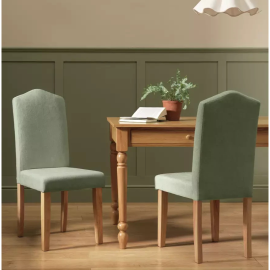 Home Midback Pair of Fabric Dining Chairs Green | Modern Kitchen Dining Seating