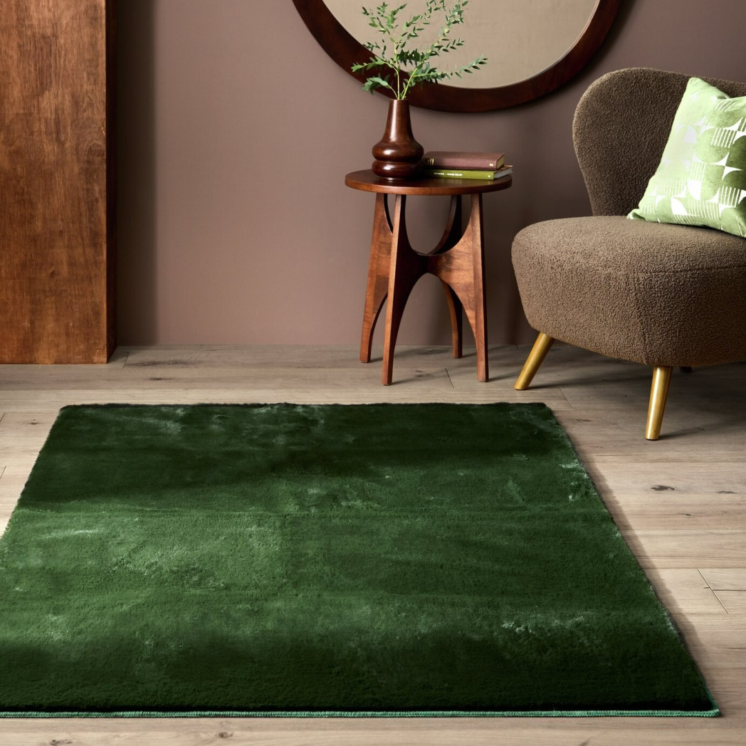 Cosy Soft Moss Green Short Pile Rug - 230x160cm Cosy Soft Moss Green Short Pile Rug - 230x160cm
