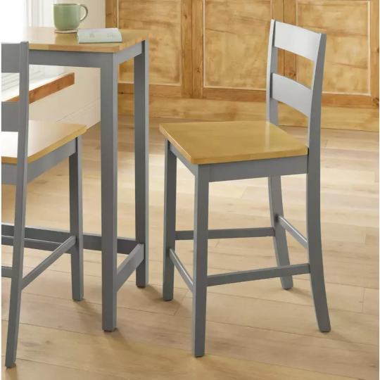 Chicago Solid Wood Bar Stool Grey | Kitchen Breakfast Bar Chair