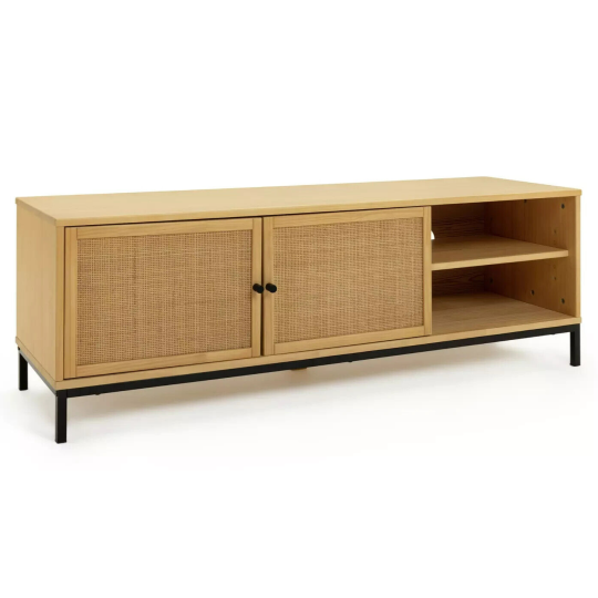 Elaina 2 Door TV Unit - Pine | Pine TV Stand Cabinet Media Storage Unit