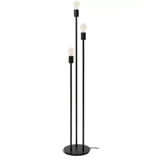 Exposed Bulb 3 Light Floor Lamp - Black | Modern Home Tall Standing Lamp