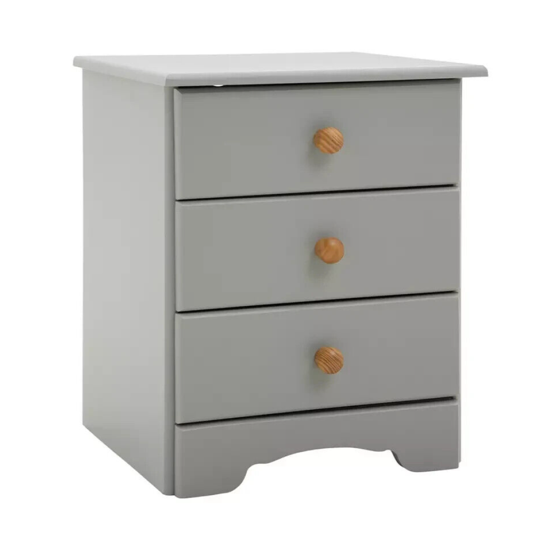 Nordic 3 Drawer Bedside Table - Grey Nordic 3 Drawer Bedside Table - Grey