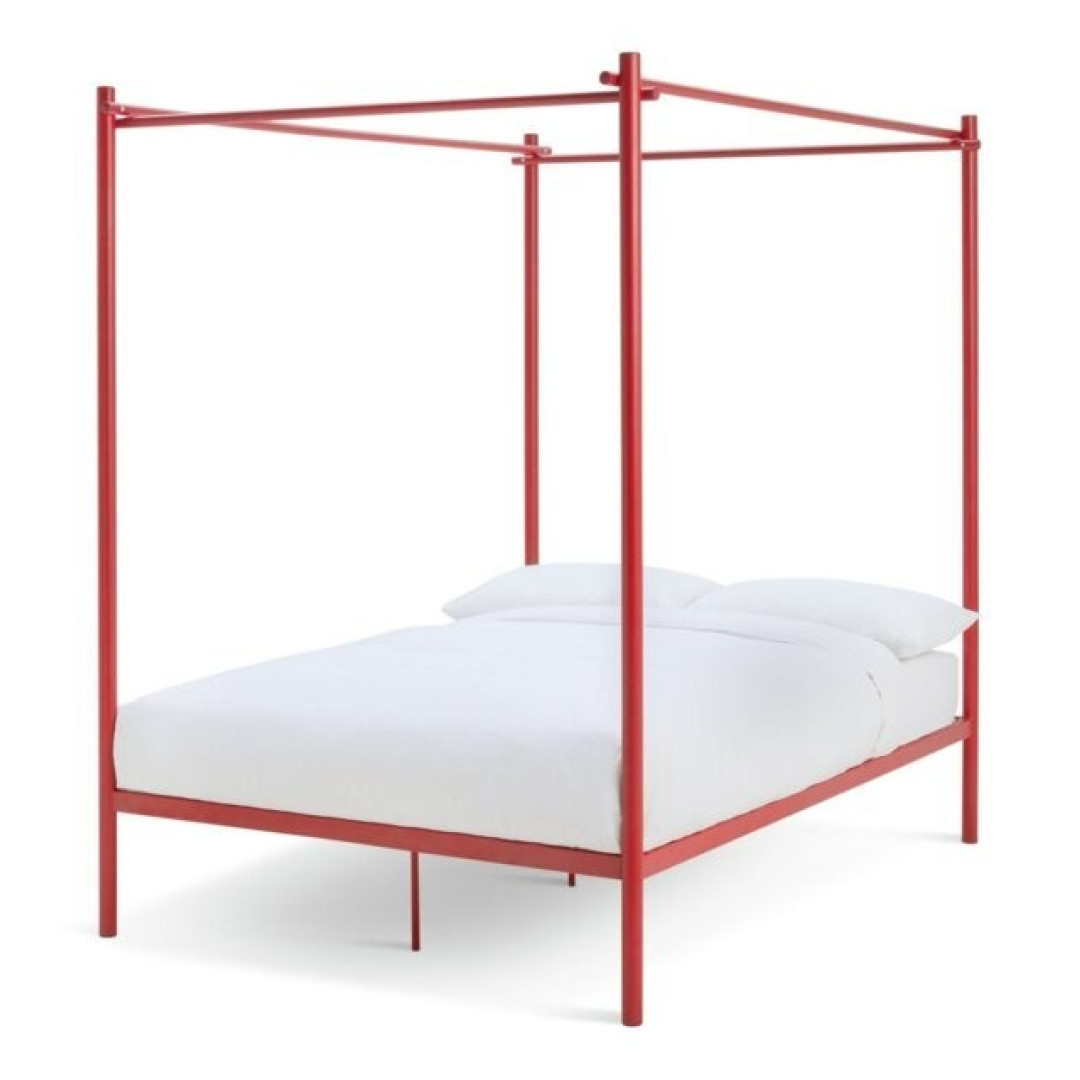 Akari 4 Poster Double Metal Bed Frame - Red | Maximum minimalism sleep space Akari 4 Poster Double Metal Bed Frame - Red | Maximum minimalism sleep space