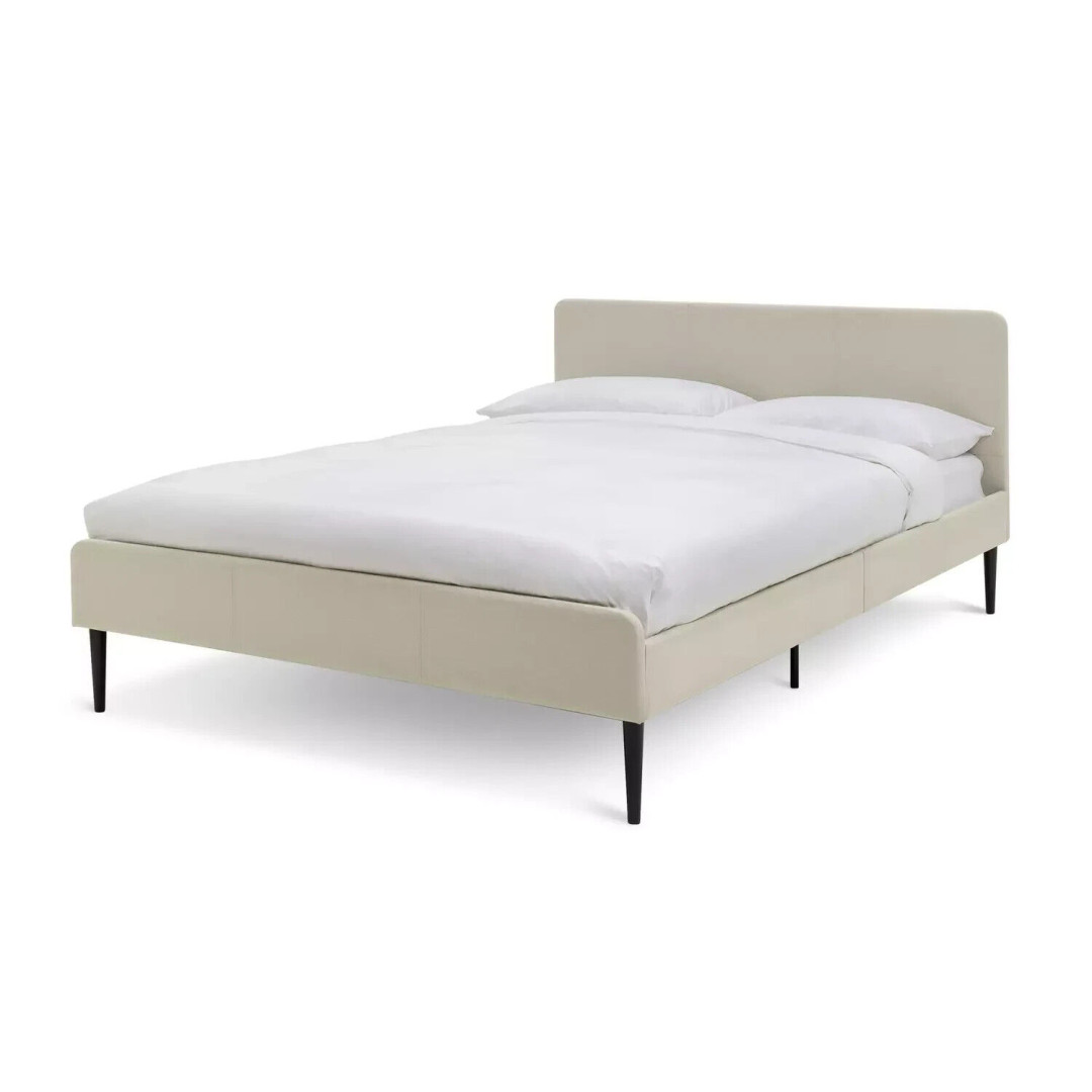Home Kristopher Double Fabric Bed Frame - Cream | Cream Upholstered Bed Modern Home Kristopher Double Fabric Bed Frame - Cream | Cream Upholstered Bed Modern