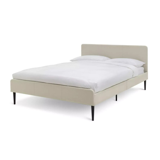 Home Kristopher Double Fabric Bed Frame - Cream | Cream Upholstered Bed Modern