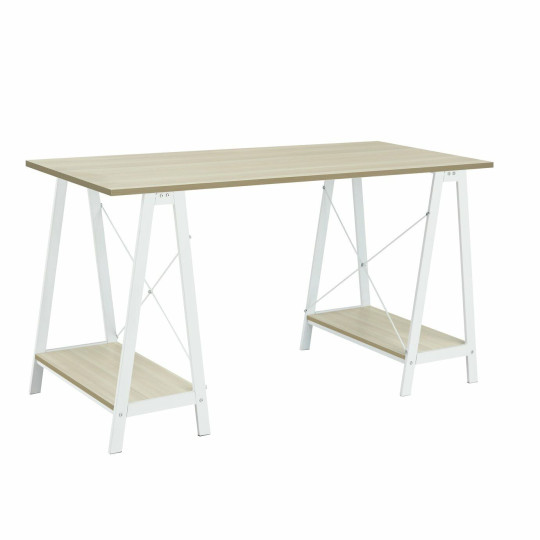 Trestle Table Office Desk White | Modern Home Office Desk with Storage