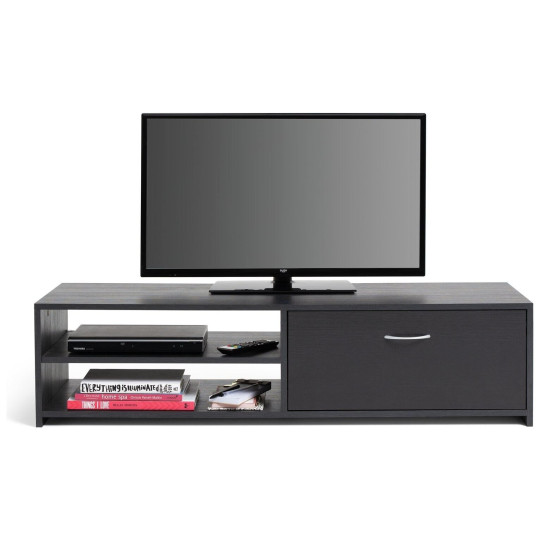 Home Squares 1 Drawer TV Unit - Black | Black TV Stand Cabinet Oak Effect Media