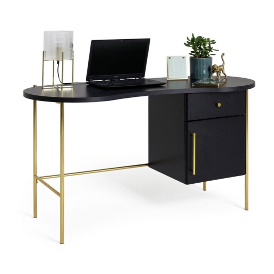 1 Drawer Jelly Bean Desk - Black | Modern Computer Workstation Table