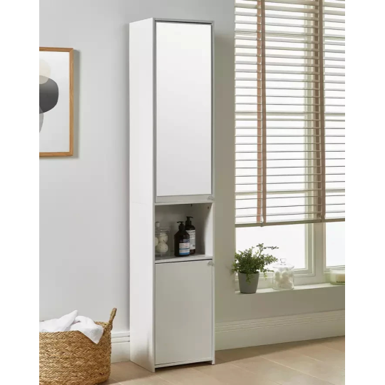 Home Prime Mirrored Tallboy White | Bedroom Storage Mirror Chest Unit