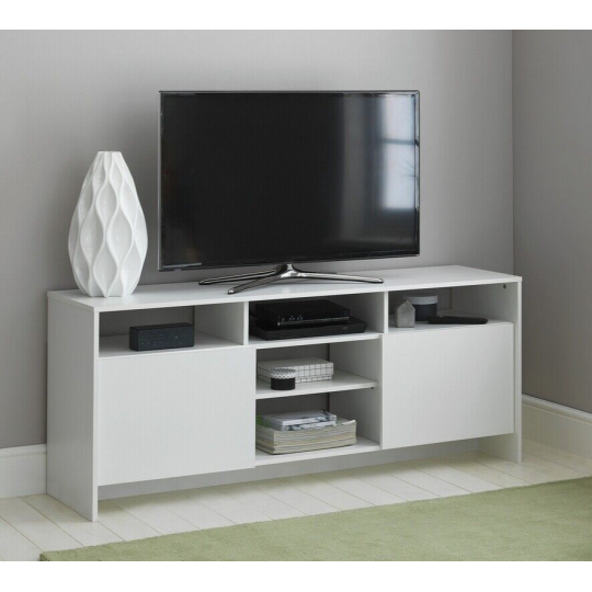 Turin 2 Door Extra Large TV Unit - White | Living Room Storage TV Stand