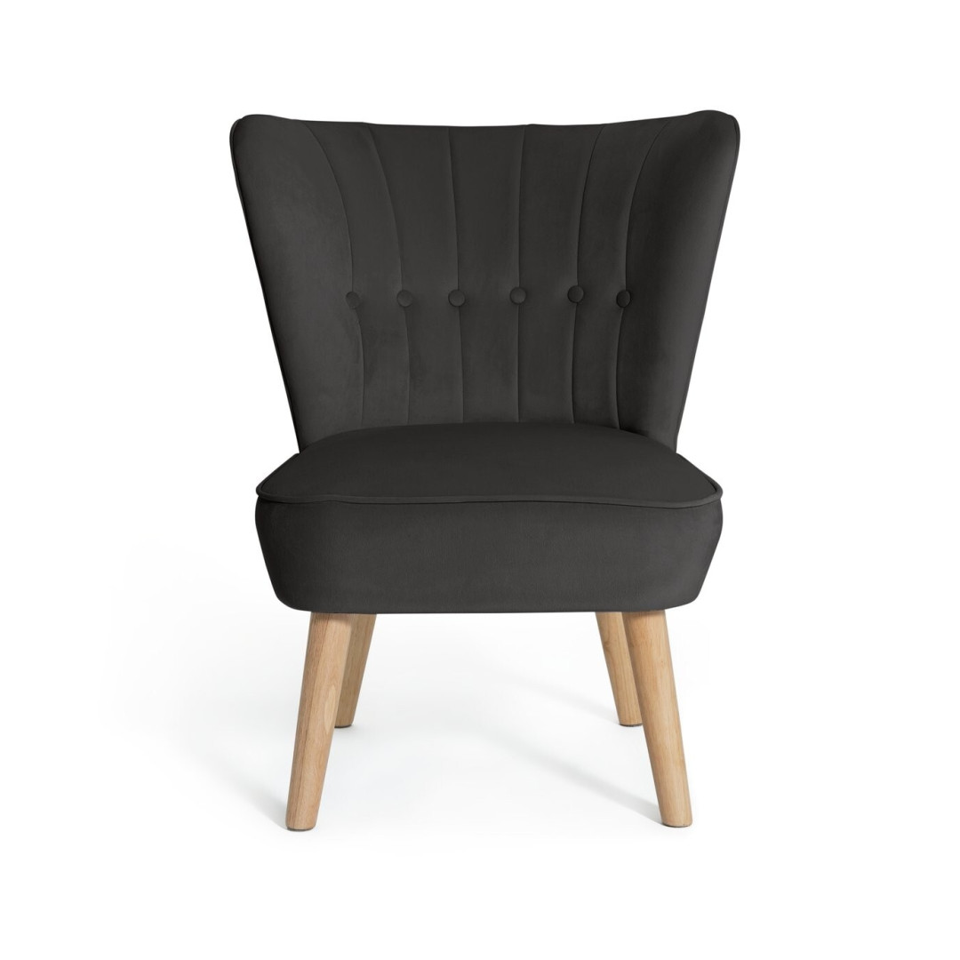 Alexis Velvet Cocktail Chair - Charcoal | Upholstered Lounge Chair Bedro Alexis Velvet Cocktail Chair - Charcoal | Upholstered Lounge Chair Bedro