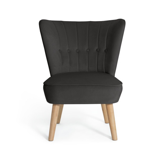 Alexis Velvet Cocktail Chair - Charcoal | Upholstered Lounge Chair Bedro