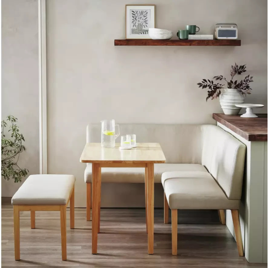 Home Conny Corner Dining Set Natural | Space Saving Kitchen Dining Furniture Set