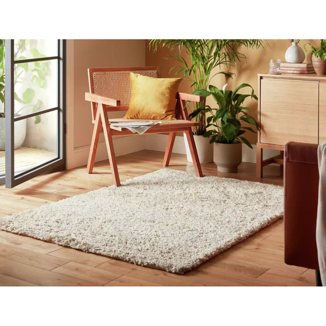 Recycled Cosy Plain Shaggy Rug - 160x230cm - Ivory ( B Grade 30630 ) Recycled Cosy Plain Shaggy Rug - 160x230cm - Ivory ( B Grade 30630 )