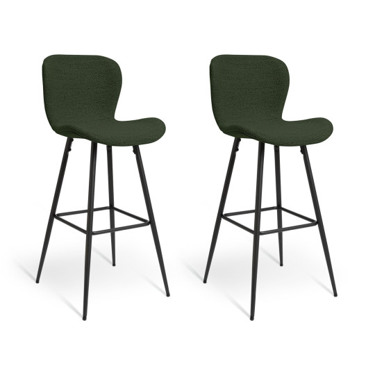 Etta Pair of Fabric Bar Stools - Green | Counter Stools Pair