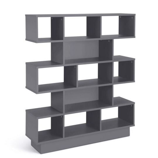 Cubes Wide Bookcase - Grey | Modern Storage Shelving Unit Living Room Furniture
