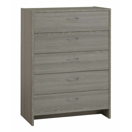 Seville 5 Drawer Chest - Grey Oak Effect | Modern Bedroom Storage Cabinet Unit