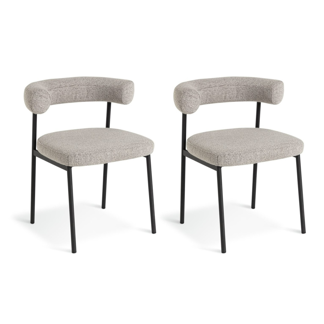Oakie Pair of Fabric Dining Chair - Grey | Soft Upholstered Comfort Oakie Pair of Fabric Dining Chair - Grey | Soft Upholstered Comfort