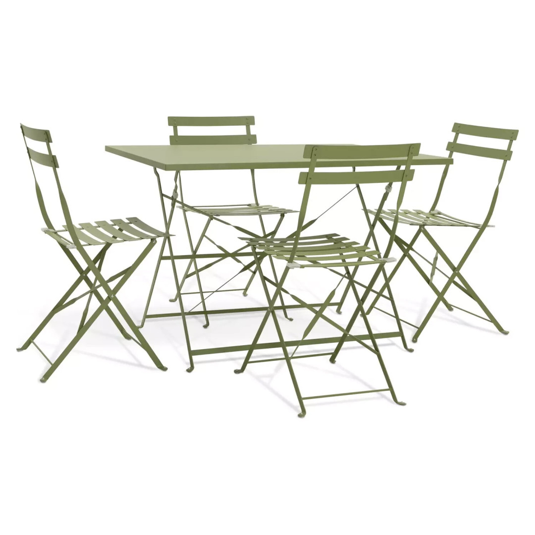 Eve 4 Seater Folding Metal Patio Set - Light Green | Outdoor Garden Set Eve 4 Seater Folding Metal Patio Set - Light Green | Outdoor Garden Set