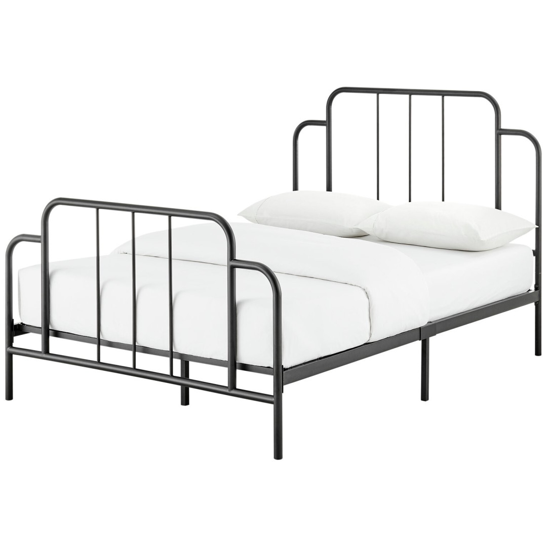 Jacques Double Metal Bed Frame Black | Sturdy Durable Support Base Modern Design Jacques Double Metal Bed Frame Black | Sturdy Durable Support Base Modern Design