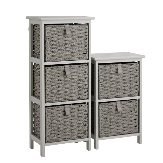Home 2 & 3 Drawer Woven Bathroom Storage Unit - Grey | Modern Cabinet Organizer