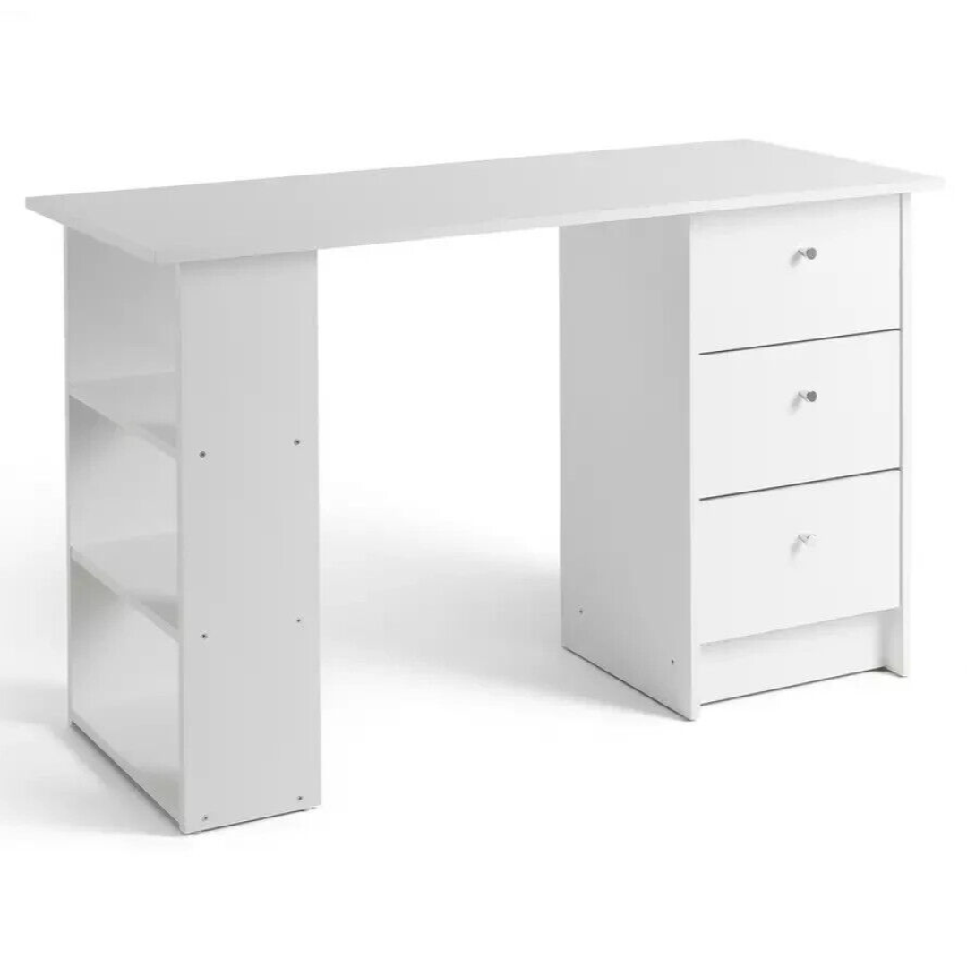 Home Malibu 3 Drawer Office Desk - White | Storage Desk for Home Office or Study Home Malibu 3 Drawer Office Desk - White | Storage Desk for Home Office or Study