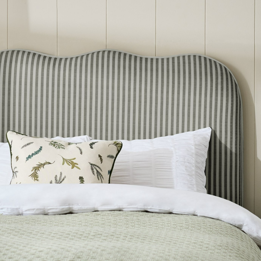Onda Linen Double Headboard - Grey | Soft Bed Backboard Onda Linen Double Headboard - Grey | Soft Bed Backboard