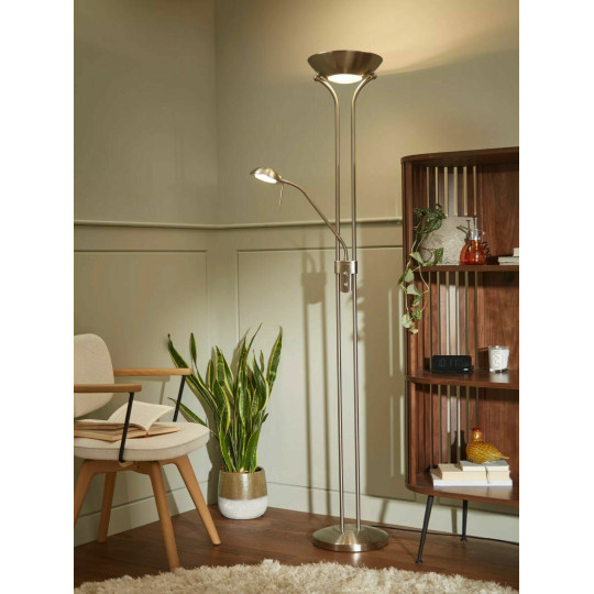 Father & Child Uplighter Floor Lamp - Chrome | Living Room Reading Light Lamp