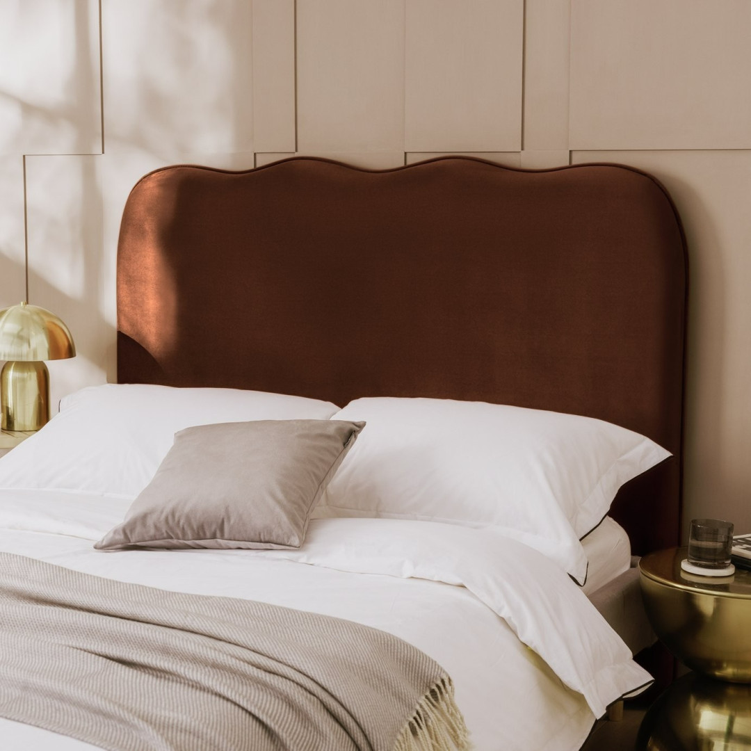 Onda Velvet Double Headboard - Rust | Soft velvet bed backboard Onda Velvet Double Headboard - Rust | Soft velvet bed backboard