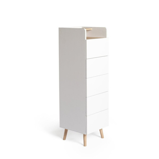  Skandi 5 Drawer Tallboy - White Two Tone